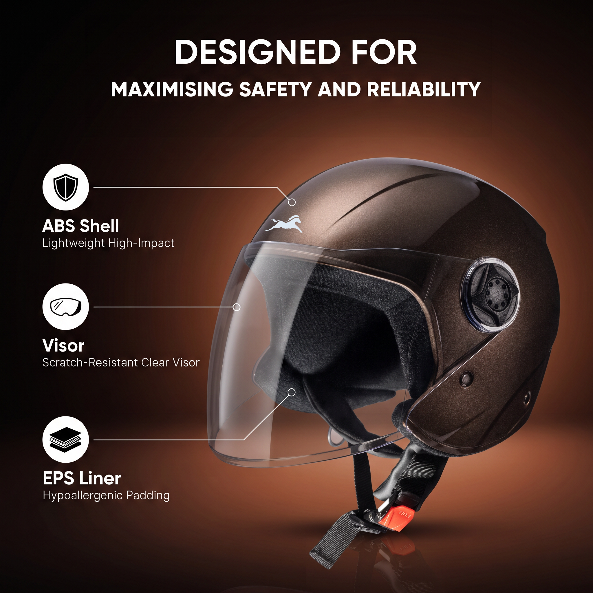 TVS iQube Open Face Helmet | ISI Certified, Lightweight & Comfortable Design